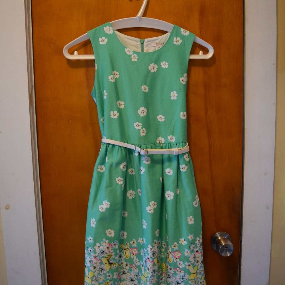 Girl's Green Floral Party Dress
